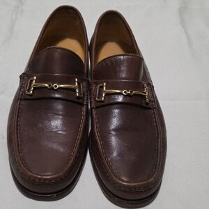 Bruno Magli Dark Brown Leather Slip-On Loafers